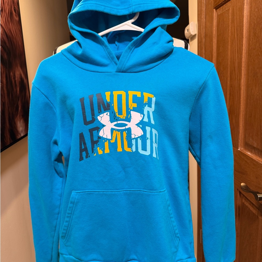 Under Armour Teal Fleece Hoodie Size L Boys